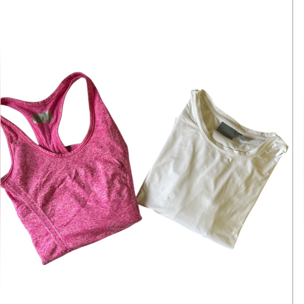 Athleta‎ Bundle X2 Tops Women’s Sz Small  Racerback Tank and White Tee